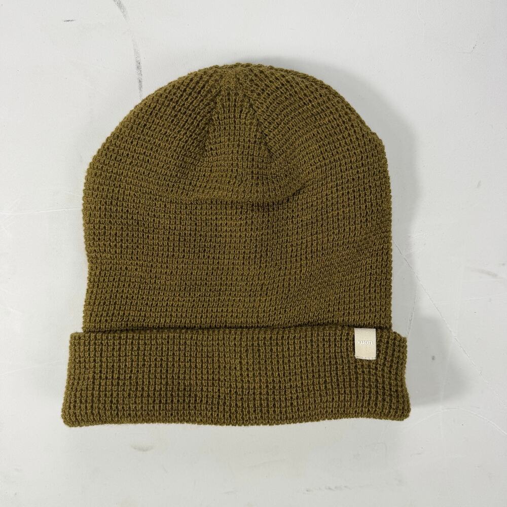 Vuori Waffle Knit Alpine Cuffed Beanie Olive Color One Size